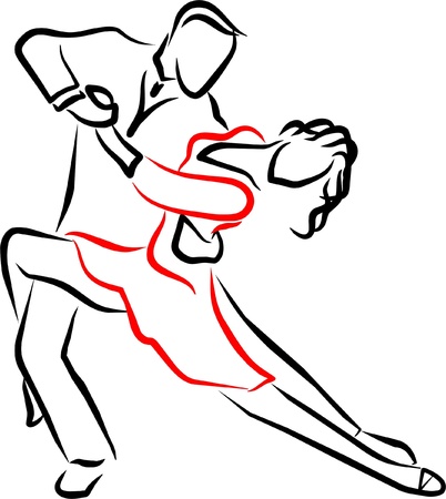 a couple dancing a tango passionately on a showのイラスト素材