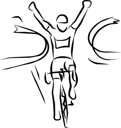 triumphant rider reaches the finish lineのイラスト素材