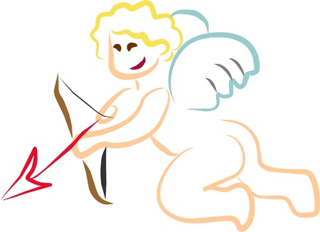 Cupid choosing a couple to love eachのイラスト素材