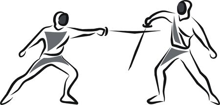 two athletes in a fencing matchのイラスト素材