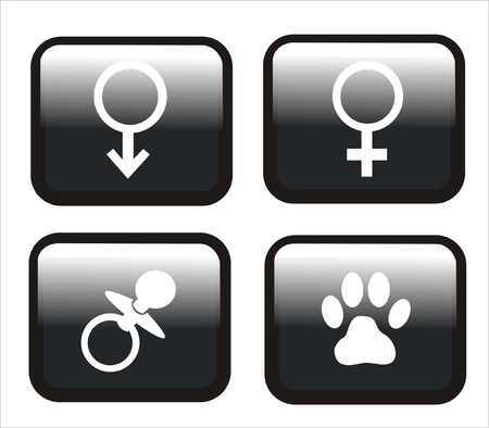 buttons with icons of the components of a familyのイラスト素材