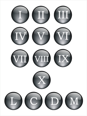 black and crystal buttons with roman numbersのイラスト素材