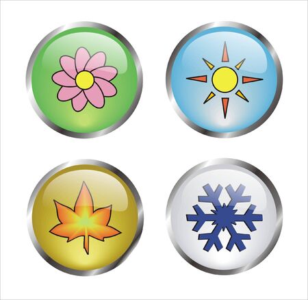 bottons with icons of the four seasonsのイラスト素材
