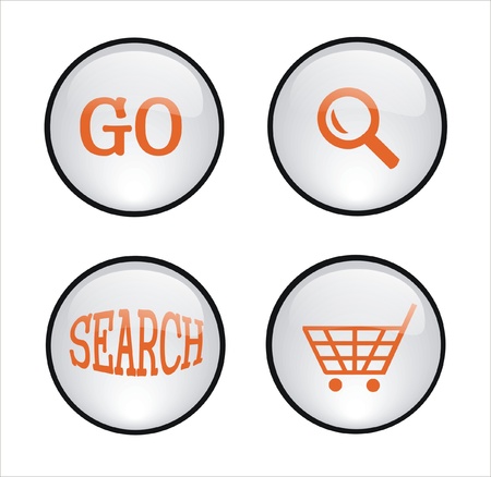 several white and orange buttons for web designのイラスト素材