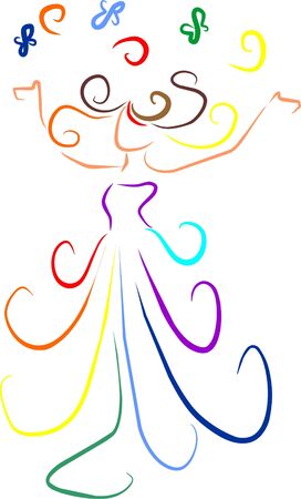 woman of many colors symbolizing joyのイラスト素材