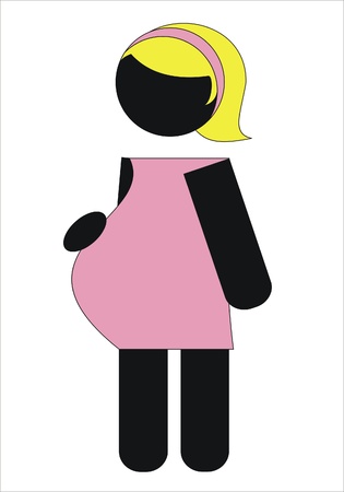 a pregnant woman in pink dressのイラスト素材