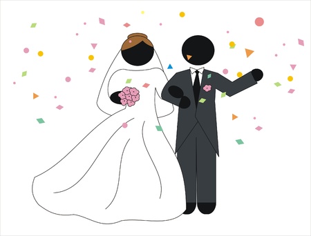 newlyweds in the day of their weddingのイラスト素材