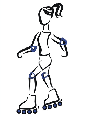 chirl roller skatingのイラスト素材