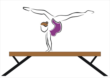 woman doing an exercise, on the barのイラスト素材