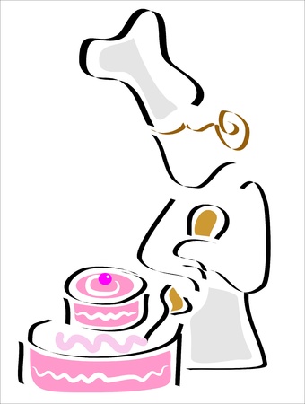 pastry decorating the cake with creamのイラスト素材