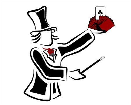 magician doing a magic trick with a deckのイラスト素材