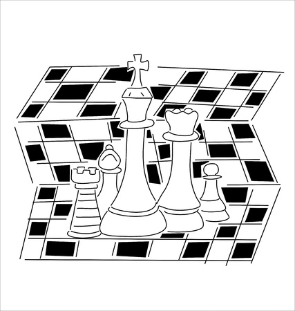 chess pieces on black and white boardのイラスト素材