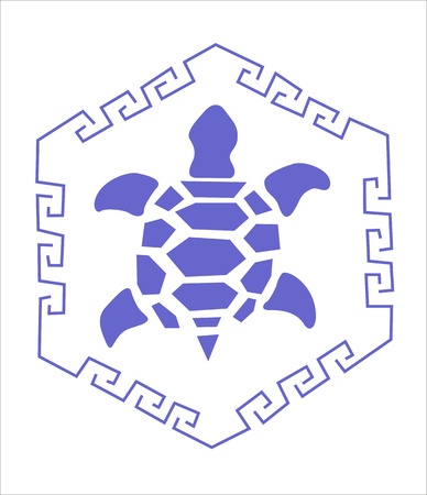 blue turtle on white backgroundのイラスト素材