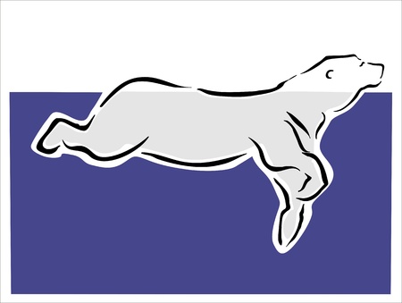 drawing of a polar bear swimmingのイラスト素材
