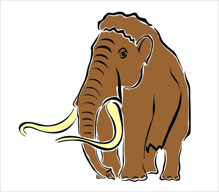 drawing of a brown mammothのイラスト素材