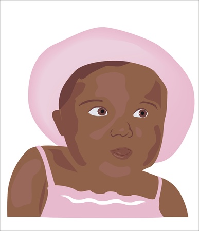 drawing of a black skinned baby faceのイラスト素材