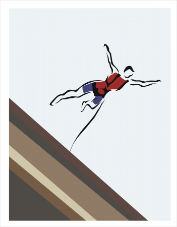 drawing of a man doing bungee jumpingのイラスト素材