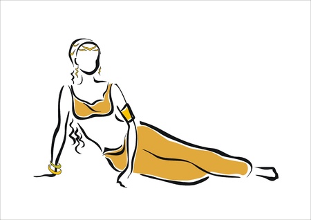 drawing of an indian woman lyingのイラスト素材