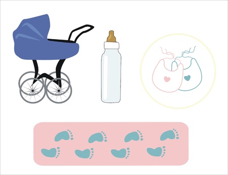 several pink and blue baby iconsのイラスト素材