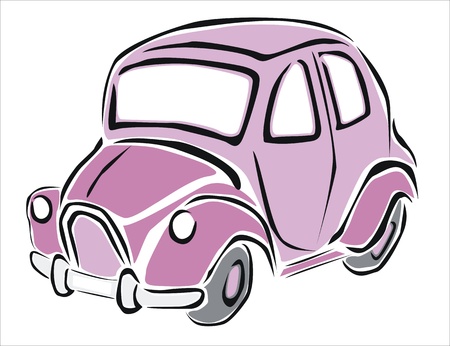 drawing of a pink carのイラスト素材