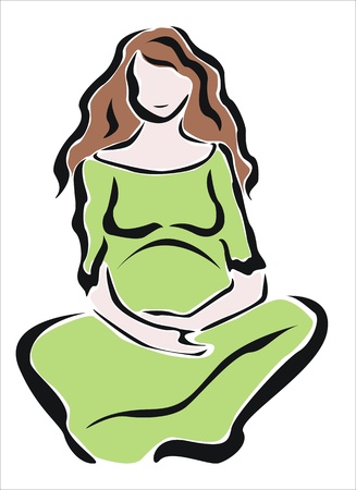 pregnant woman sitting quietlyのイラスト素材