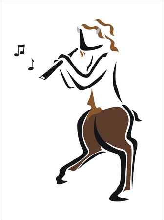 faun playing the fluteのイラスト素材