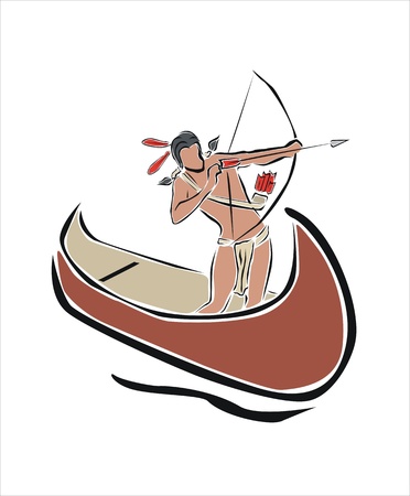 indian with her bow aimingのイラスト素材