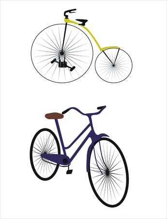two different bikes from different agesのイラスト素材