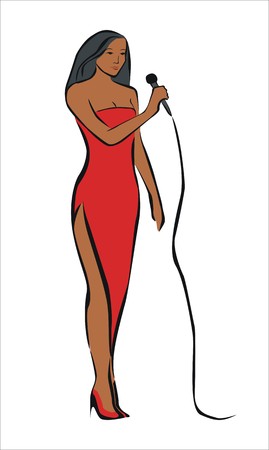 singer with a red dressのイラスト素材
