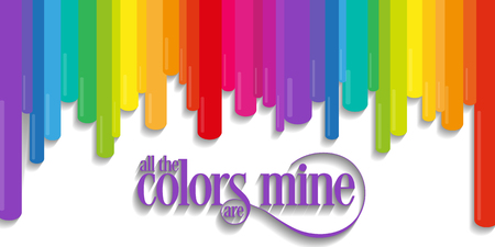 colorful t-shirt print graphic design. Typography. t shirt poster, print, banner, flyer, postcard. all the colors are mine. rainbow tee shirts.のイラスト素材