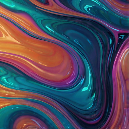 Dynamic abstract background featuring fluid wave motion and glossy surface texture. Ideal for modern design, technology visuals, and creative branding.の素材