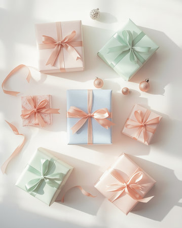 A vibrant and festive flat lay composition for Chinese New Year (Lunar New Year). The image features several intricately designed red envelopes (Hongbao or Ang Pao) and lucky gold coins, symbolizing prosperity and good fortune. The items are arranged on a bright red background and decorated with Chinese lanterns and delicate plum blossoms.の素材