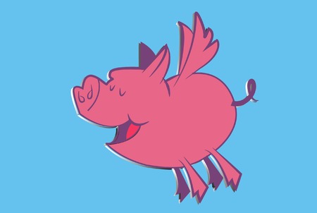 awesome pig flyingのイラスト素材