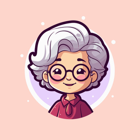 Cute cartoon grandmother character. Vector illustration in a flat style.のイラスト素材