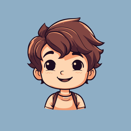 Vector illustration of a cute cartoon boy. Isolated on blue background.のイラスト素材