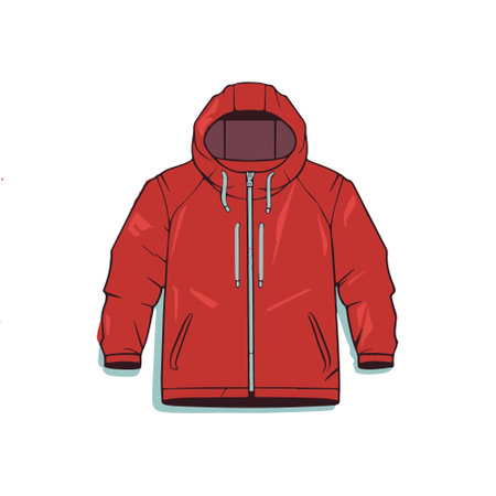Red winter jacket isolated on a white background. Vector illustration in sketch style.