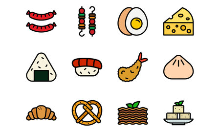 Set of Food Icons Filled Line Style Vol 4. Enjoy this set for your project.のイラスト素材