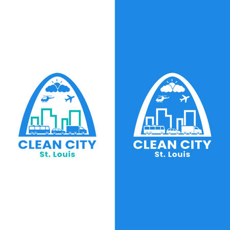 Downtown St. Louis Skyline for Clean City Logo Design Template. St. Louis is the second-largest city in Missouri, United States.のイラスト素材