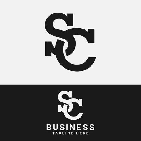 S C SC CS Letter Monogram Initial Logo Design Template. Suitable for General Sports Fitness Finance Construction Company Business Corporate Shop Apparel in Simple Modern Style Logo Design.のイラスト素材