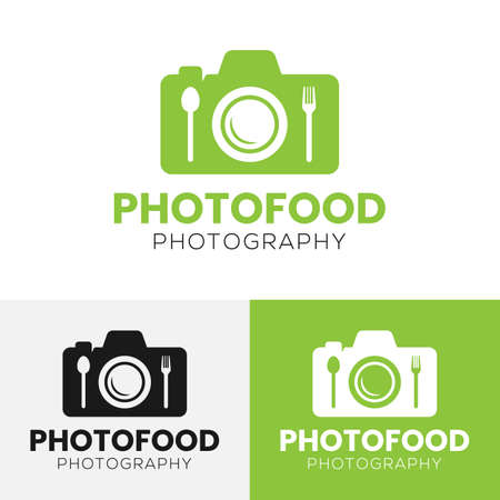 Food Camera Photo for Creative Photography Photographer Restaurant Cafe Bistro Chef Eatery Business Studio Shop Brand Company Logo Design Template.のイラスト素材