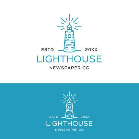 Lighthouse Paper Tower Logo Design Template. Perfect for Newspaper Companies, Magazines, Bookstores, Schools, Colleges, Book Publishers, or The City with Lighthouses.のイラスト素材