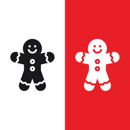 Christmas Xmas Ginger Bread icon in Glyph Style. Ginger bread is a typical Christmas cake in the shape of a man. Vector illustration icon that can be used for apps, websites, or part of a logoのイラスト素材