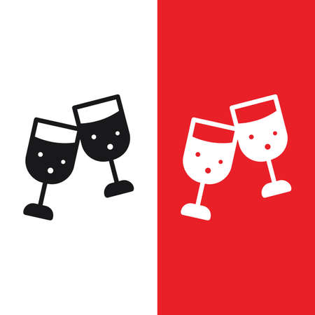 Christmas Xmas Wine Glass Vector icon in Glyph Style. Wine is a drink that is often drunk by adults at parties. Vector illustration icon that can be used for apps, websites, or part of a logoのイラスト素材