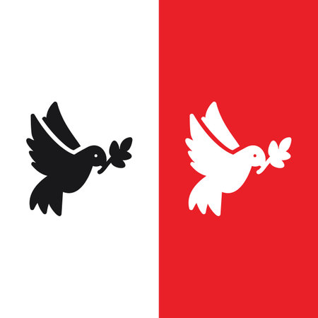Christmas Xmas Dove Vector icon in Glyph Style. Doves are symbolic of peace, purity, love and the Holy Spirit. Vector illustration icon that can be used for apps, websites, or logoのイラスト素材