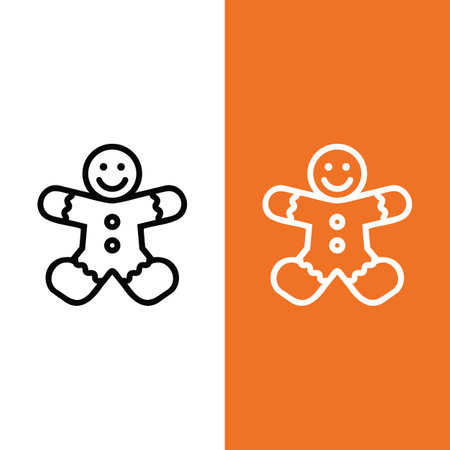 Christmas Xmas Ginger Bread icon in Outline Style. Ginger bread is a typical Christmas cake in the shape of a man. Vector illustration icon that can be used for apps, websites, or part of a logoのイラスト素材