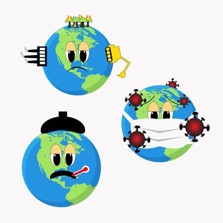 the earth is sick and sadのイラスト素材