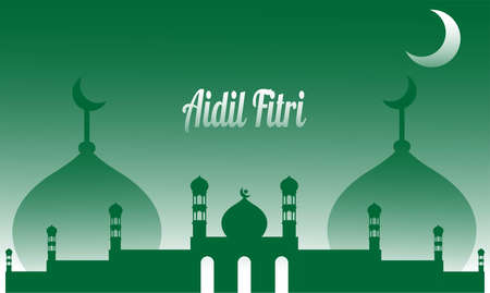 Aidil fitri background with mosqueのイラスト素材