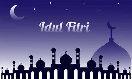 Idul fitri background with mosqueのイラスト素材