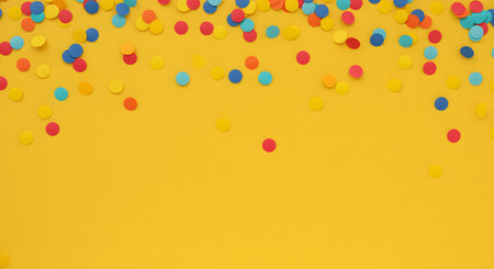 Colorful Confetti on Yellow Backgroundの素材