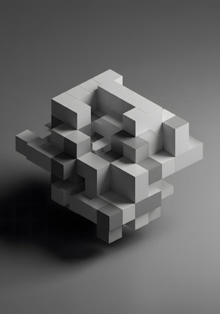 3D Cube Structure Monochrome Abstractの素材